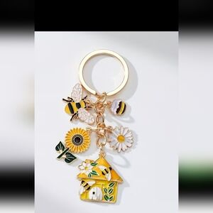 Alloy Dripping Oil Bee Keychain